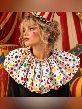 Vintage polka dot ruffle clown collar one size
